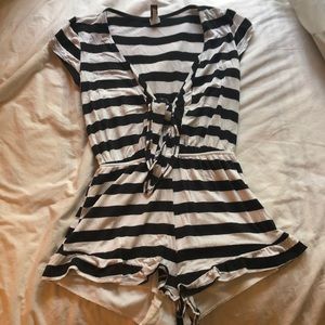 Black and white striped romper